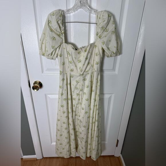 House of CB Tallulah Ivory Floral Puff Sleeve Midi Dress XL - Picture 5 of 11